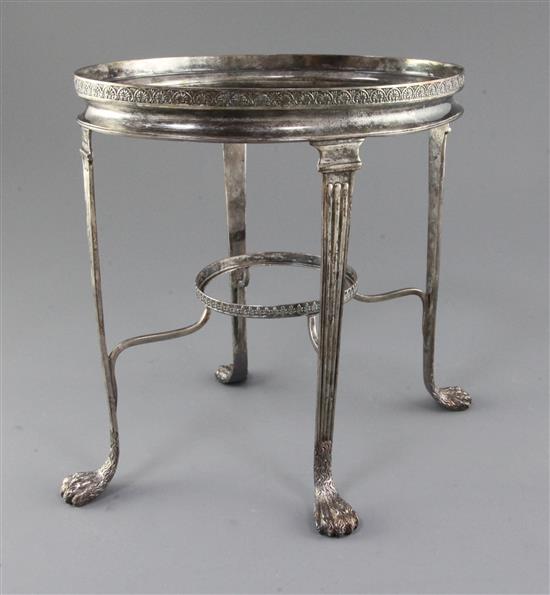 A George III silver spirit kettle stand by Alice & George Burrows II, 21.5 oz.